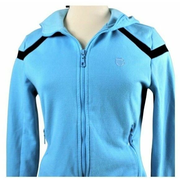 Jacket Hooded Athletic Full Zipper Front Side Zipper Pockets Blue Women’s Small - Picture 4 of 6